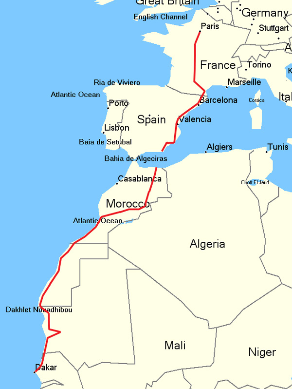 Strecke XToms Paris-Dakar