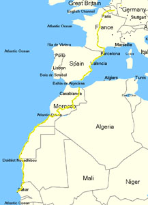 Route von Paris nach Dakar